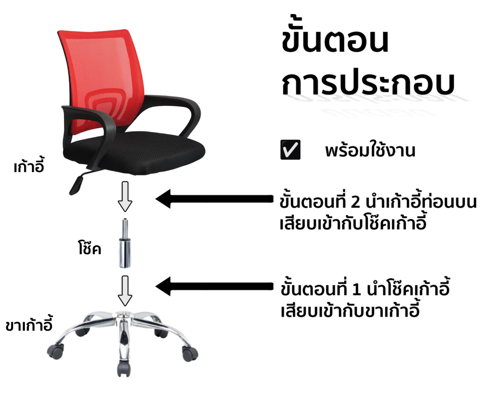 เก้าอี้สำนักงาน MEDILA รุ่น CH0001RD สีแดง (จัดส่งแบบประกอบ)